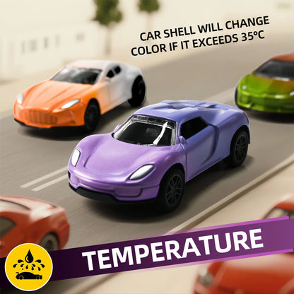 Magic Mini Water & Temp Color Change Alloy Car 1:64, Pull Back Racing Model with Durable Crash-Proof Slide for Boys Kids Gifts