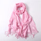 Écharpe tendance pour femme, couleur unie, hijab d'hiver, pompons, long châle, style cachemire, pashmina, bandana