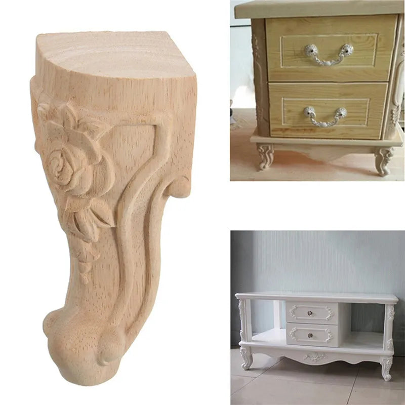 Pieds de meuble TV en bois massif sculpté de style européen, 8/4/1 pièce, 10 x 5,5 cm