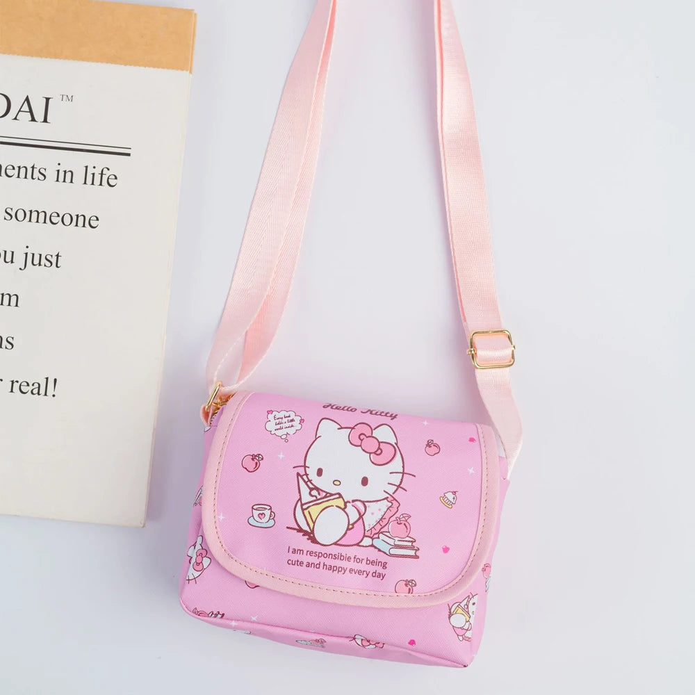 Cartoon Kuromi Hellokitty Flip Shoulder Bag Cute Fashion Cinnamoroll Storage Shoulder Bag Wallet Children's Girls Birthday Gifts
