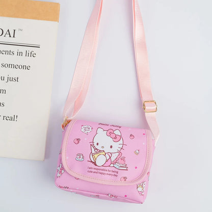 Cartoon Kuromi Hellokitty Flip Shoulder Bag Cute Fashion Cinnamoroll Storage Shoulder Bag Wallet Children's Girls Birthday Gifts