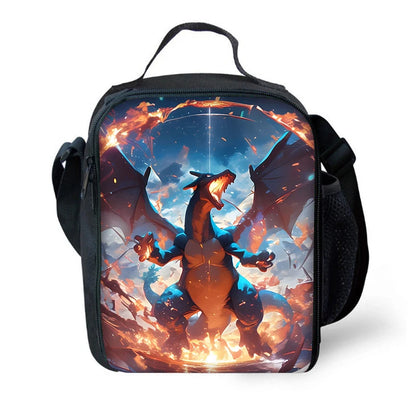 Child School Cute Anime Charizards Backpack with Lunch Bags ,Pencil Bags ,School Bags for Boys Girls Best Gift