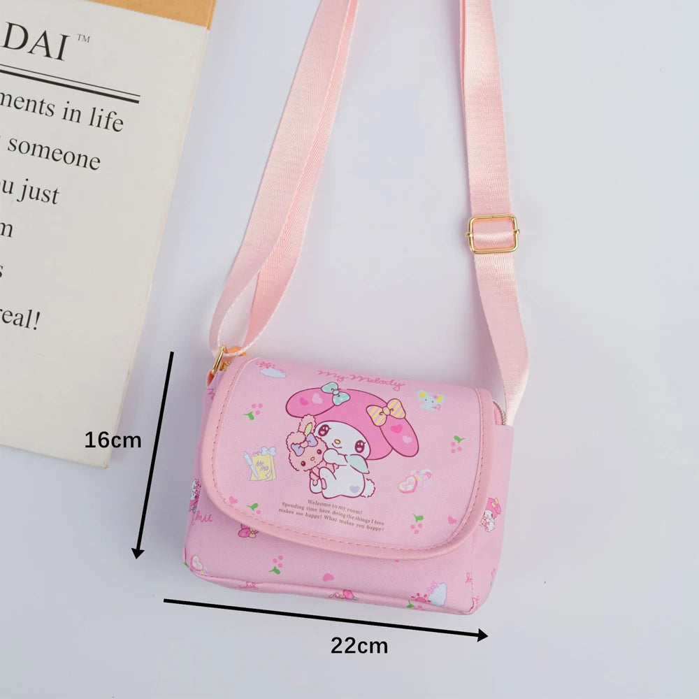 Cartoon Kuromi Hellokitty Flip Shoulder Bag Cute Fashion Cinnamoroll Storage Shoulder Bag Wallet Children's Girls Birthday Gifts