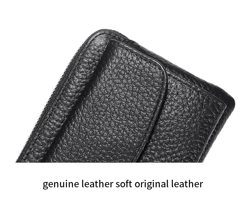2023 New Genuine Leather Women Mini Wallet Ladies Short Wallets and Purses Zipper Leather Coin Purse Keychain Coins Pocket Bag