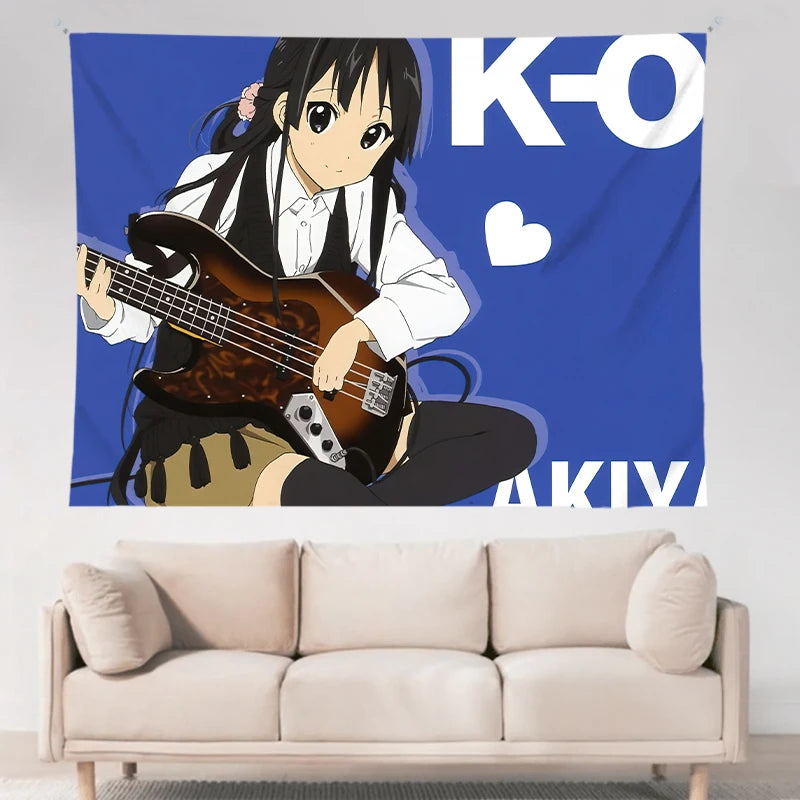 VIKAMA Anime Tapestry Sweet Fun Mvp Sisters & Cat Ears Maid & Electro Girls Ins Style Living Room Kawaii Decoration Game Room