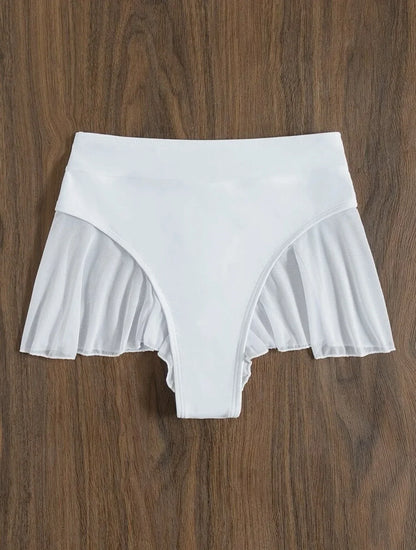 2025 New Thong Sexy Swim Panty for Women High Waist Beachwear Swimwear Ruffle Solid Swim Trunk Cute Beach Shorts Bathing Suit
