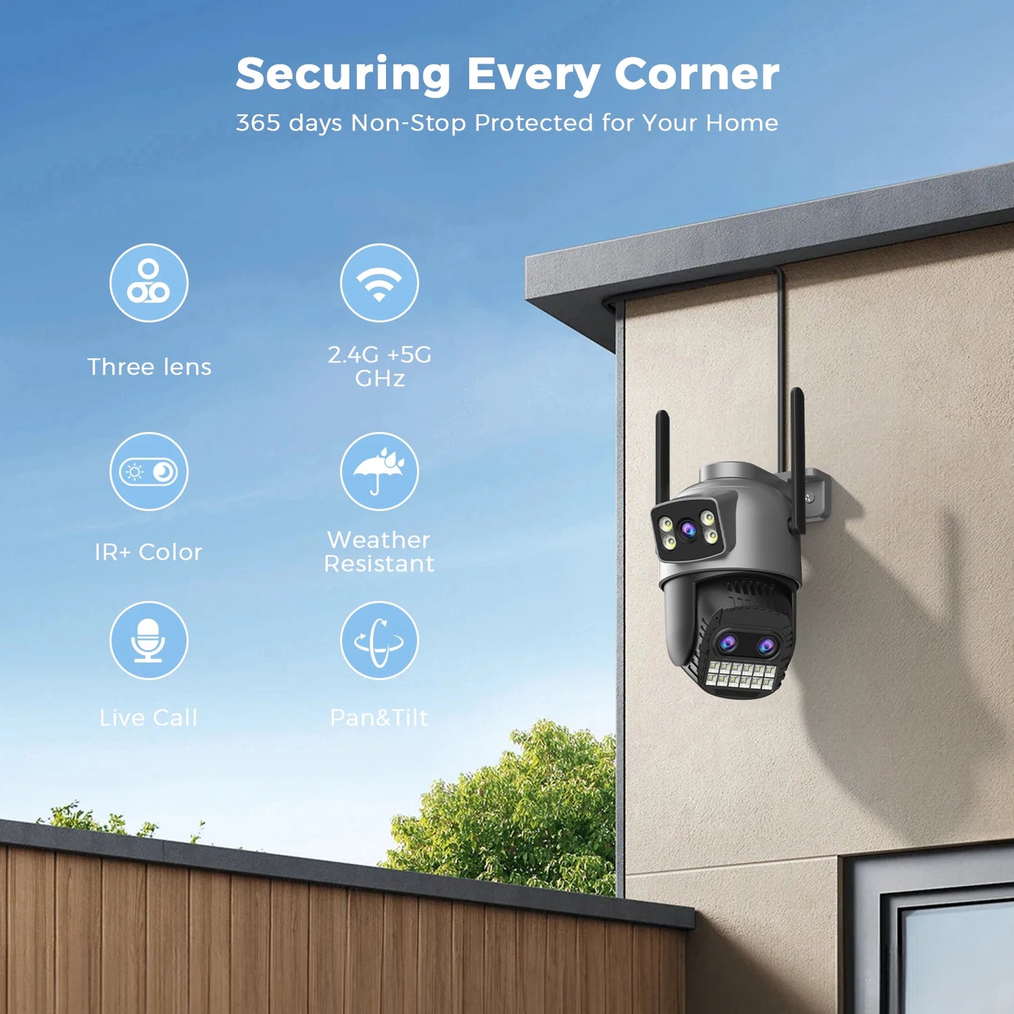 BESDER 12MP Wifi Camera Outdoor Dual Screen 10X Digital Zoom CCTV Video Surveillance Cam PTZ 15MP Security IP Camera O-Kam Pro