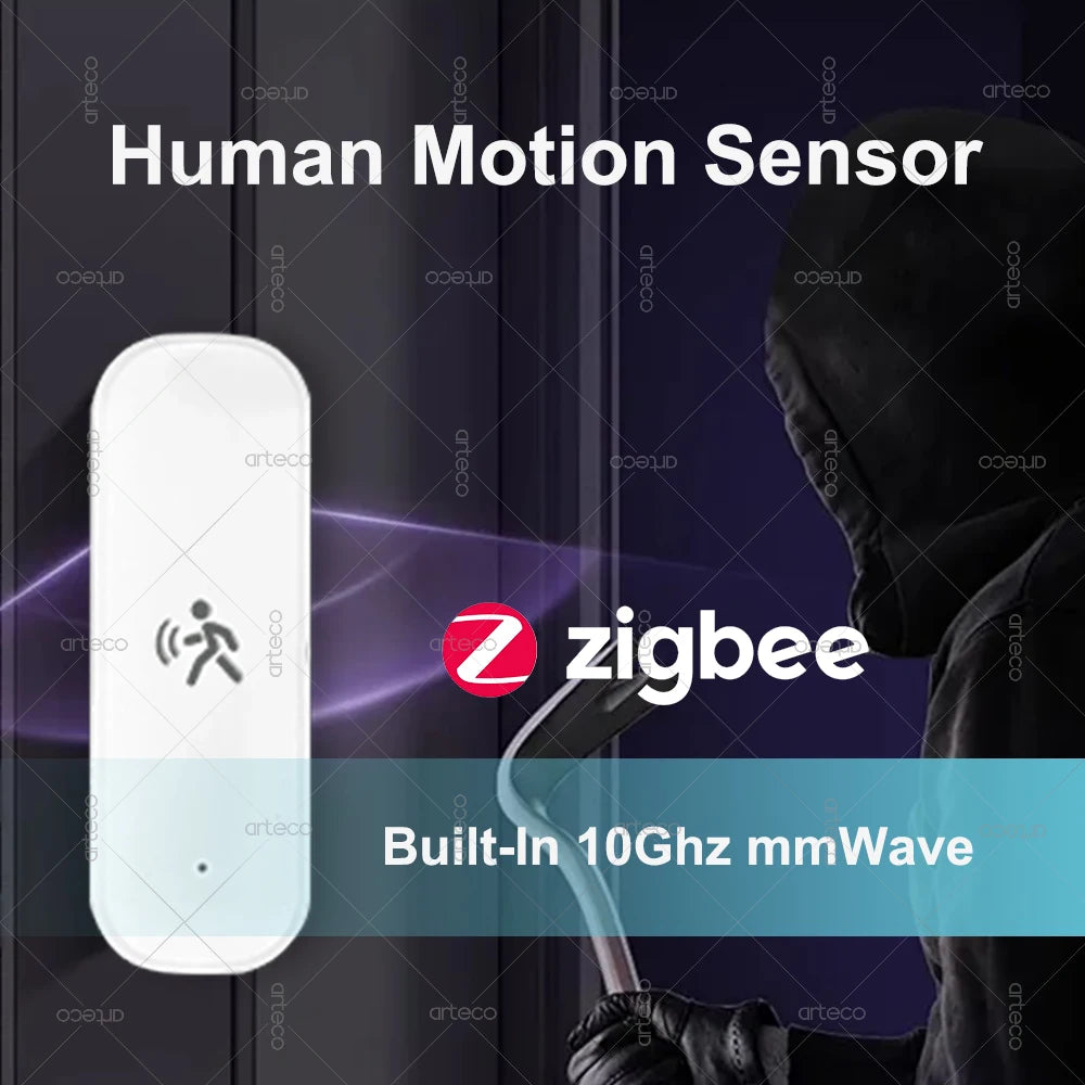 Capteur de mouvement humain ZigBee 10G Radar Mmwave Capteur de température et d'humidité Sécurité antivol Fonctionne avec Tuya Smart Life Z2MQTT