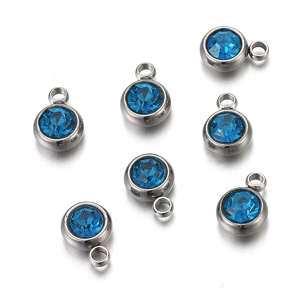 Lot de 20 breloques en acier inoxydable avec strass transparents et cristaux transparents pour la fabrication de bijoux, colliers, bracelets et autres accessoires.