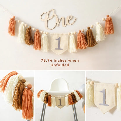 Happy Birthday Banner Handmade Tassel Pendant First Boys Girl Baby Shower Birthday Party Balloon Decoration Supplies Baby Gifts