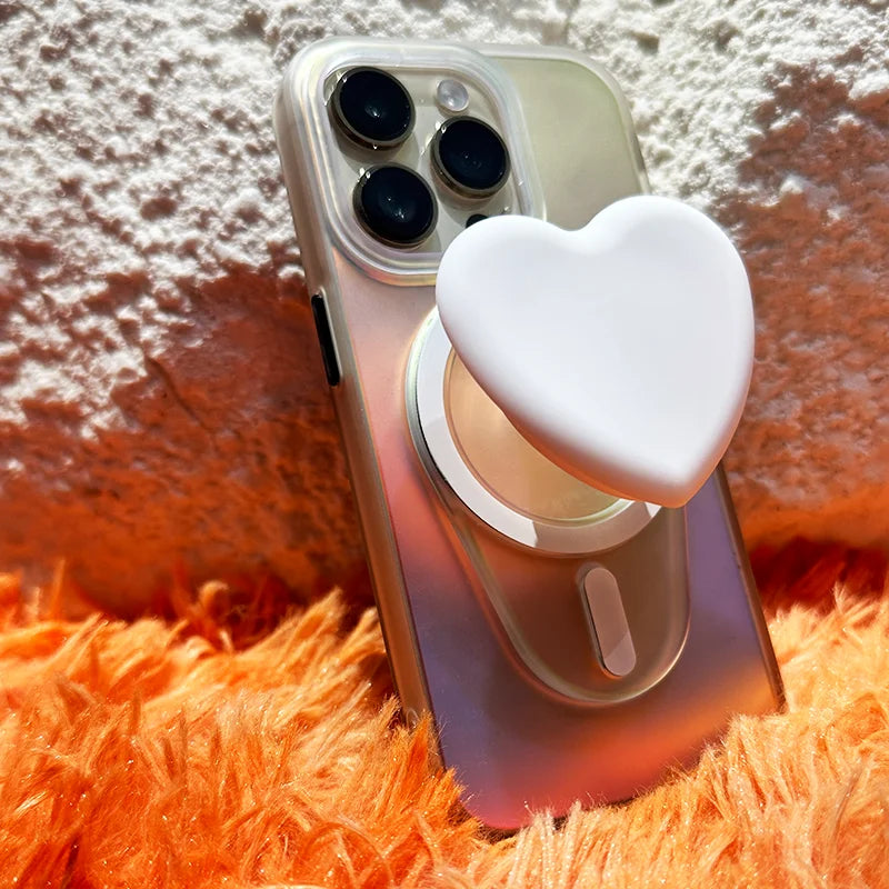 Magnetic Heart Folding Phone Grip Stand Socket Pocket for iPhone15/14/13/12 Magsafe Ring Finger Expanding Griptok Grip Tok Stand
