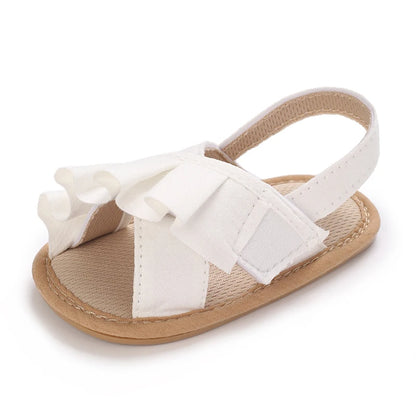 Sandales d'été pour bébé, chaussures pour bébé fille, princesse, semelles plates, antidérapantes, chaussures de berceau pour tout-petits, pantoufles en toile pour nouveau-né