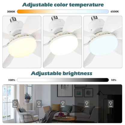 2025 New Cooling Light Led Fan Silent Ceiling Fan E27 Wireless With Remote Control For Dimming, Suitable for Living Room, Study,