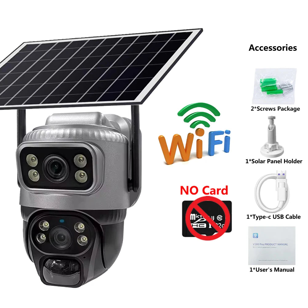 Security Protection Outdoor Waterproof Solar Panel Wifi Camera 8MP HD 4K Surveillance Cameras PIR Human Detection Home Security