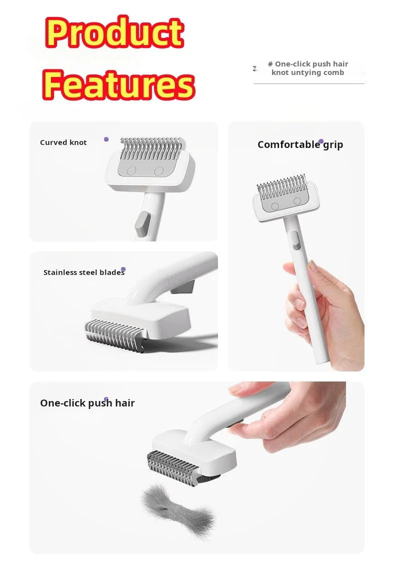 Professional Pet Comb Self Cleaning Smooth Brush for Dogs And Cats Easy to Handle Grooming Tool for Removing Floating Undercoat