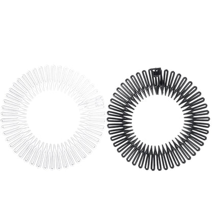 2pcs Rhinestone Plastic Full Circle Stretch Diamond Flexible Comb Teeth Headband Hair Band Clip Face Wash Fixed Hair Accessories