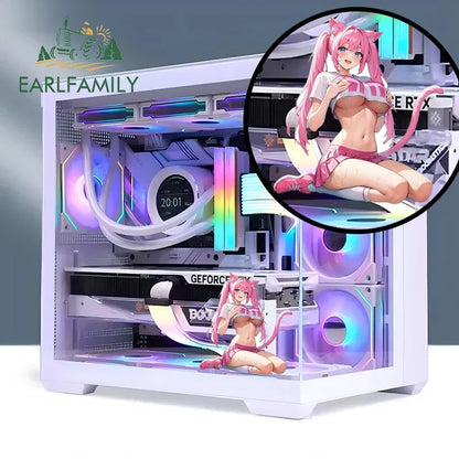 EARLFAMILY 13cm x 11.7cm NSFW Cat Ears Loli Car Sticker Anime Waifu Soprts Clothes Windows Decal Creative Vinyl Motorcycle Decor