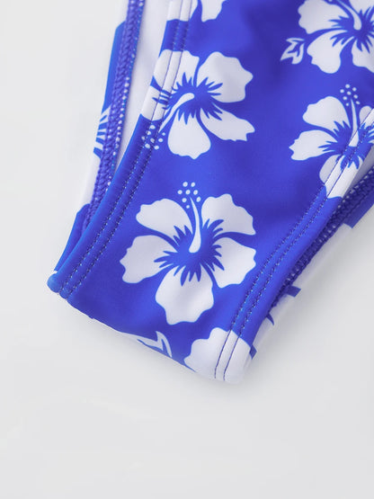Push Up Bikini Set  For Women Flower Print Sleeveless Bra with Low Waist Briefs Bathing Suit