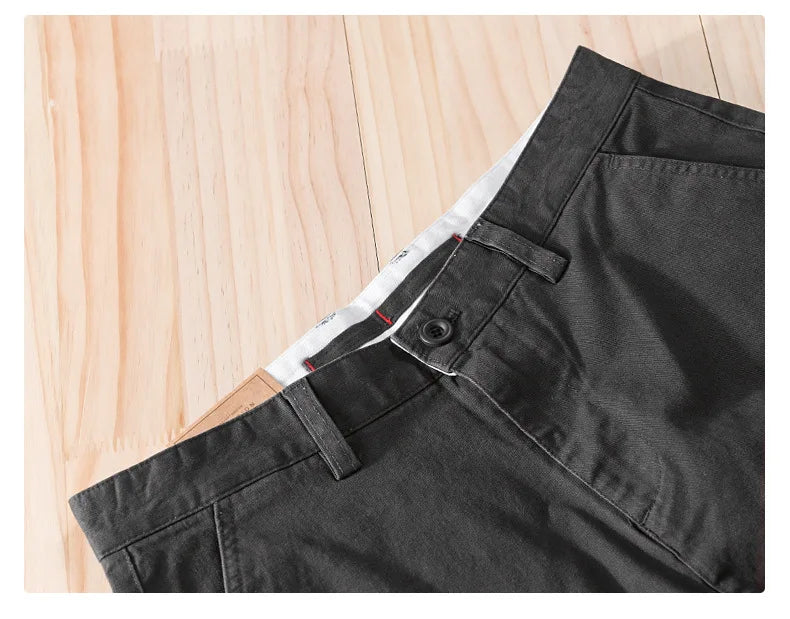 2025 Summer New Casual Cargo Cotton Shorts for Men Clothing Straight Big Pockets Solid Color Summer Pants FY7701