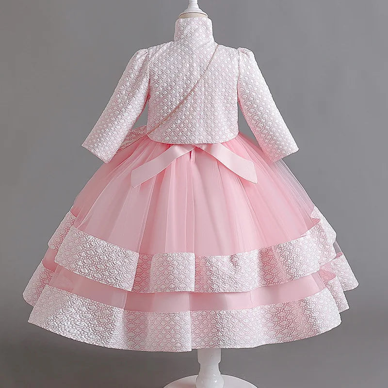 New Girls' Dress Two Piece Set 3-10 Years Old Gorgeous Christmas Performance Dress Autumn Girls' Party Prom Dress