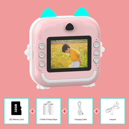 Q5 Kids Camera Instant Print Photo Children Inkless Mini Printer Digital Camera 32G TF Card Video Educational Toys Boy Girl Gift