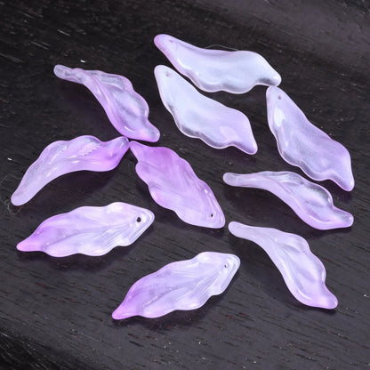Lot de 10 pétales longs en forme de feuille, 34 x 12 mm, perles en verre de cristal faites à la main, pour la fabrication de bijoux, loisirs créatifs