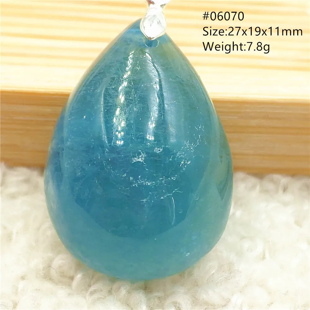Natural Blue Aquamarine Pendant Clear Water Drop Women Men Brazil Aquamarine Crystal Necklace Jewelry AAAAA