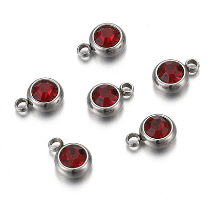 Lot de 20 breloques en acier inoxydable avec strass transparents et cristaux transparents pour la fabrication de bijoux, colliers, bracelets et autres accessoires.