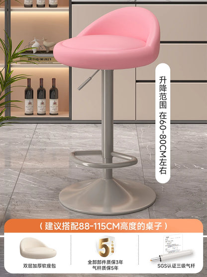 Minimalist Modern Home Elevated Foot Stool Adjustable Backrest Seat Creamy Milk Tea Shop Dining Stool Kitchen Island Seat