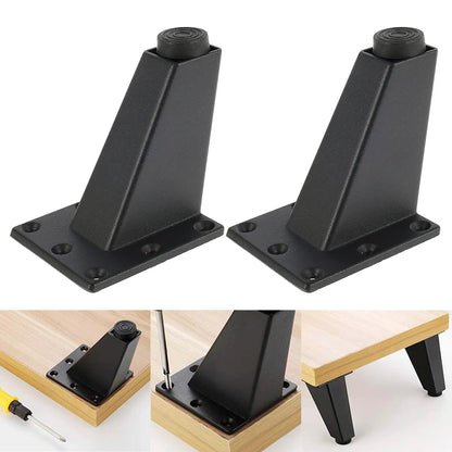 Lot de 4 pieds de meuble réglables en métal, noirs, en alliage d'aluminium épais, pour canapé, lit, meuble TV