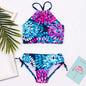 3-14 Years Flower Print Girls Kids Swimwear Summer Children Teen Students Two Pieces Swimsuit Kids Bikini Set Bathing Suit