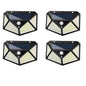 Lot de 1 à 6 lampes murales solaires à 100 LED 1800 mAh, 4 côtés lumineux, avec détecteur de mouvement, éclairage d'extérieur, idéal pour un jardin ou une cour.