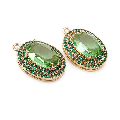 4PCS 18K Gold Color Brass Zircon Glass Oval Charms Pendants Necklace Earrings Diy Jewelry Accessories Rosediy official-website