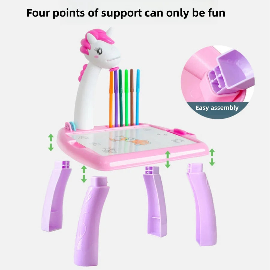 Planche à dessin de projection licorne pour enfants, 1 pièce, planche à dessin pour l'éveil de la petite enfance, peinture, graffiti, jouets pour tout-petits