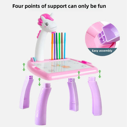 Planche à dessin de projection licorne pour enfants, 1 pièce, planche à dessin pour l'éveil de la petite enfance, peinture, graffiti, jouets pour tout-petits