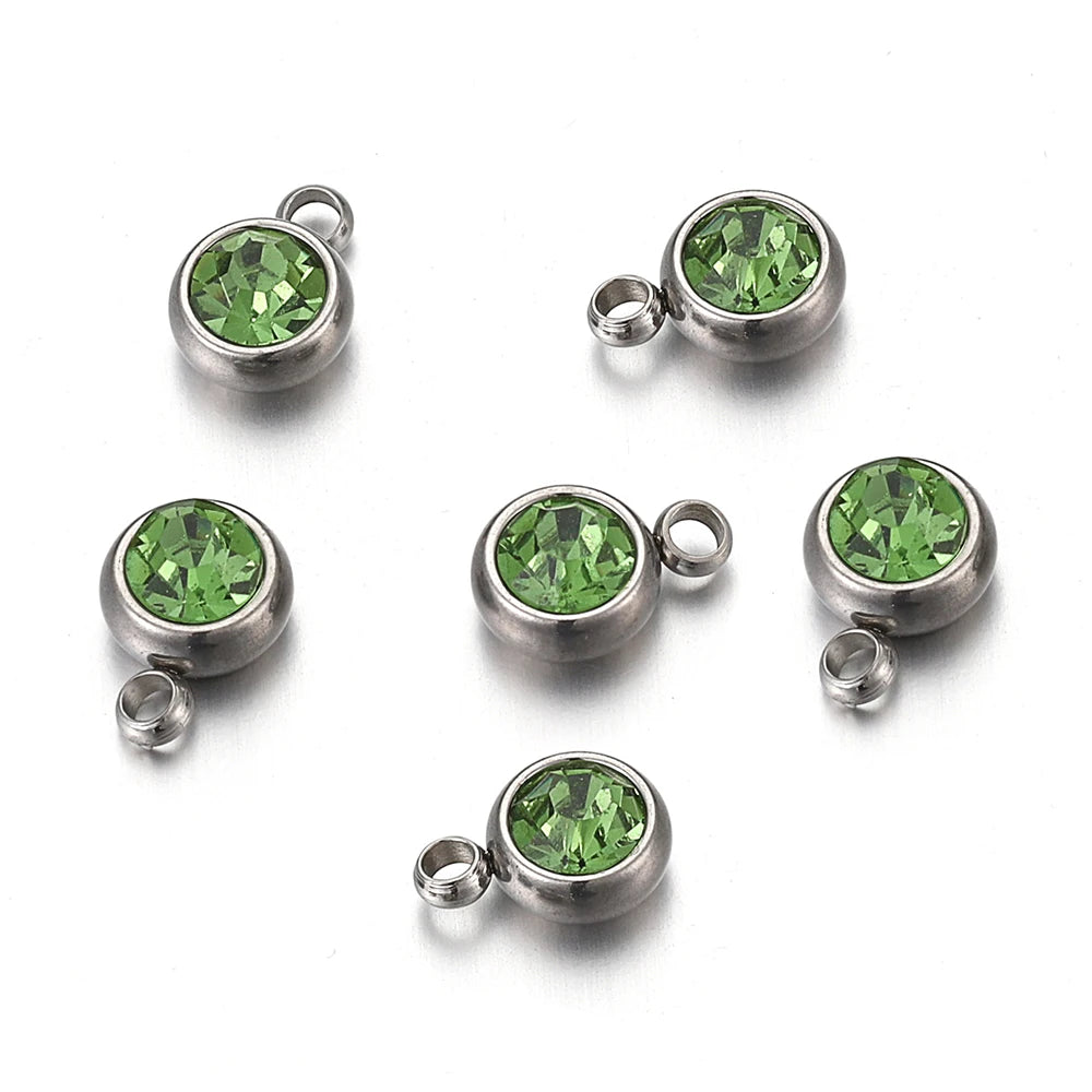 Lot de 20 breloques en acier inoxydable avec strass transparents et cristaux transparents pour la fabrication de bijoux, colliers, bracelets et autres accessoires.