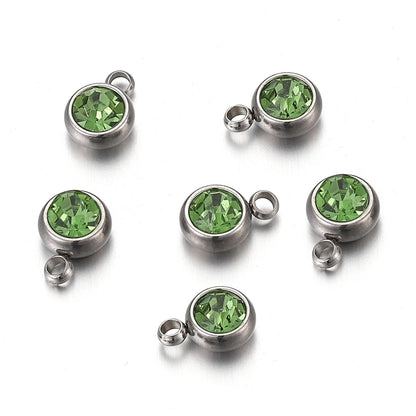 Lot de 20 breloques en acier inoxydable avec strass transparents et cristaux transparents pour la fabrication de bijoux, colliers, bracelets et autres accessoires.