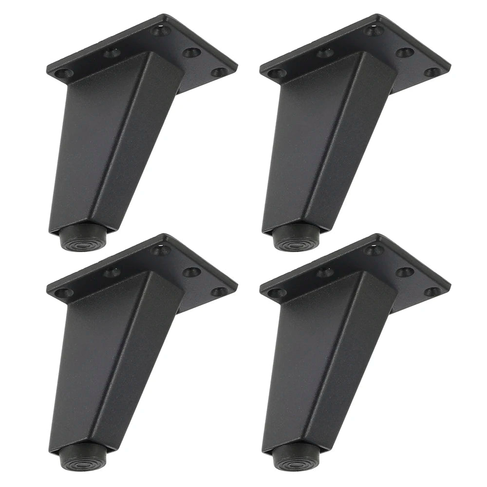 Lot de 4 pieds de meuble réglables en métal, noirs, en alliage d'aluminium épais, pour canapé, lit, meuble TV