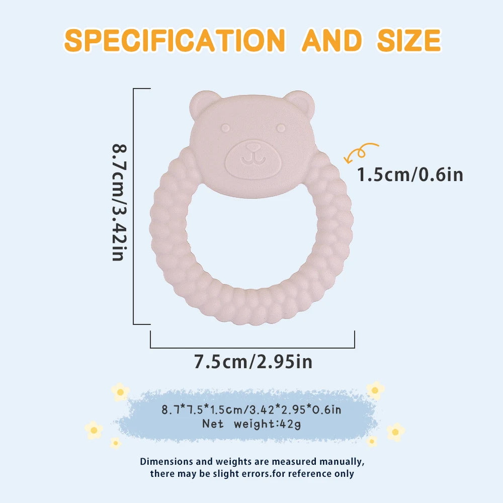 1Pcs Baby Teether Silicone Toy BPA Free Cartoon Bear Nursing Teething Gifts Baby Health Molar Chewing Newborn Accessories Toy