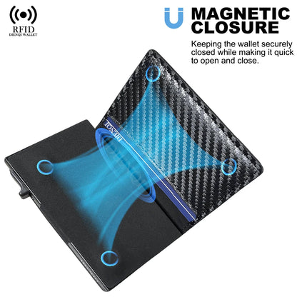 Engraved  Wallets Rfid Credit Card Holder Carbon Fiber Luxury Brand Cardholder Case Leather Magnetic Coin Purse Wallet for Men