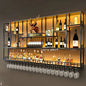 Customized: bar counter wine cabinet against the wall, hanging shelves, industrial style bar, wrought iron display stand,