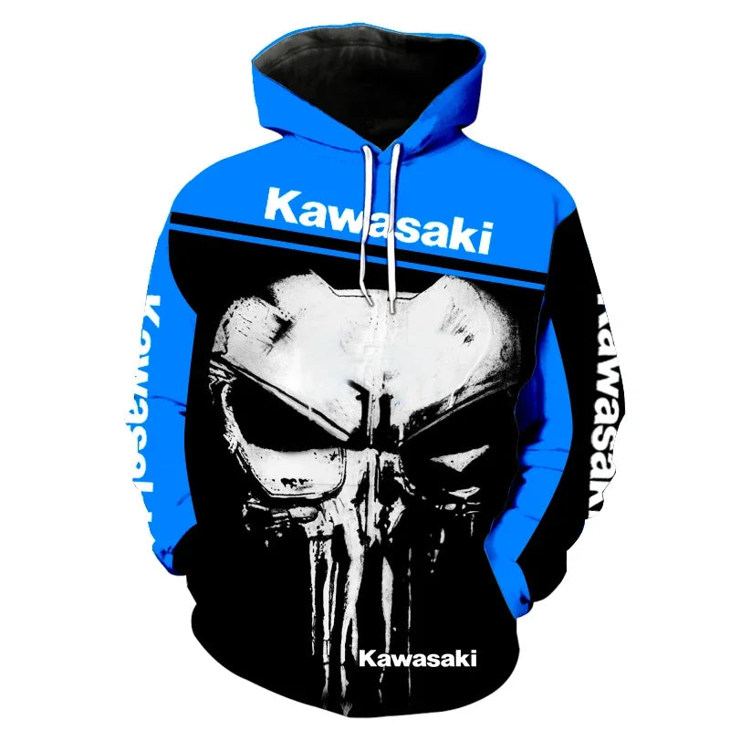 Sweat à capuche Punisher pour homme, imprimé numérique 3D, fermeture éclair, combinaison de course de moto, 2024