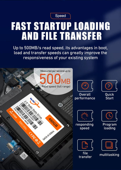 Disque dur SSD Walram 1 To SATA3 SSD 120 Go 240 Go 128 Go 256 Go 480 Go 512 Go 500 Go pour ordinateur portable de bureau