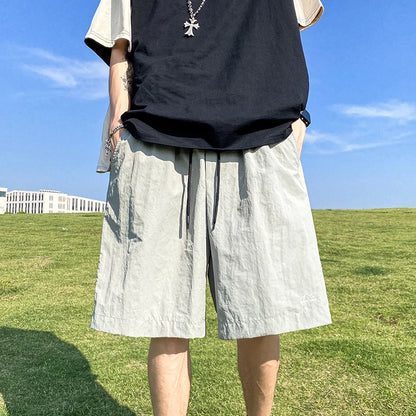 Pantalons courts pour hommes, pantalons décontractés d'été, pantalons à cordon de serrage, salopettes coréennes simples et polyvalentes, pantalons amples tendance pour hommes