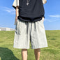 Pantalons courts pour hommes, pantalons décontractés d'été, pantalons à cordon de serrage, salopettes coréennes simples et polyvalentes, pantalons amples tendance pour hommes