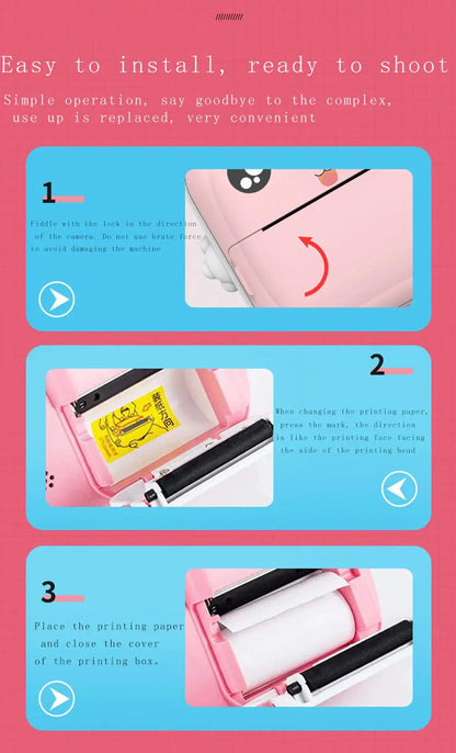Children Kids Camera Instant Print Mini Digital Video Camera 1080P HD Screen Outdoor Kids Toy Print Thermal Paper Boy Girl Gift