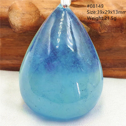 Natural Blue Aquamarine Pendant Clear Water Drop Women Men Brazil Aquamarine Crystal Necklace Jewelry AAAAA