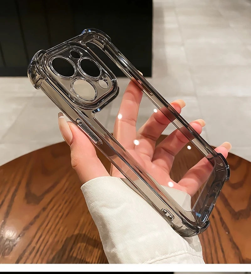 Luxury Clear Shockproof Phone Case For iPhone 15 14 13 12 11 Pro Max X XR XS Max 7 8 15 Plus Transparent Bumper Soft Cases Cover