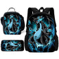Child School Cute Anime Charizards Backpack with Lunch Bags ,Pencil Bags ,School Bags for Boys Girls Best Gift