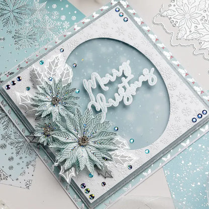Winter Wonderland Christmas Ice Skate Snowflake Poinsettias Cutting Dies Hot Foil Scrapbooking Diary Decorate Embossing Template